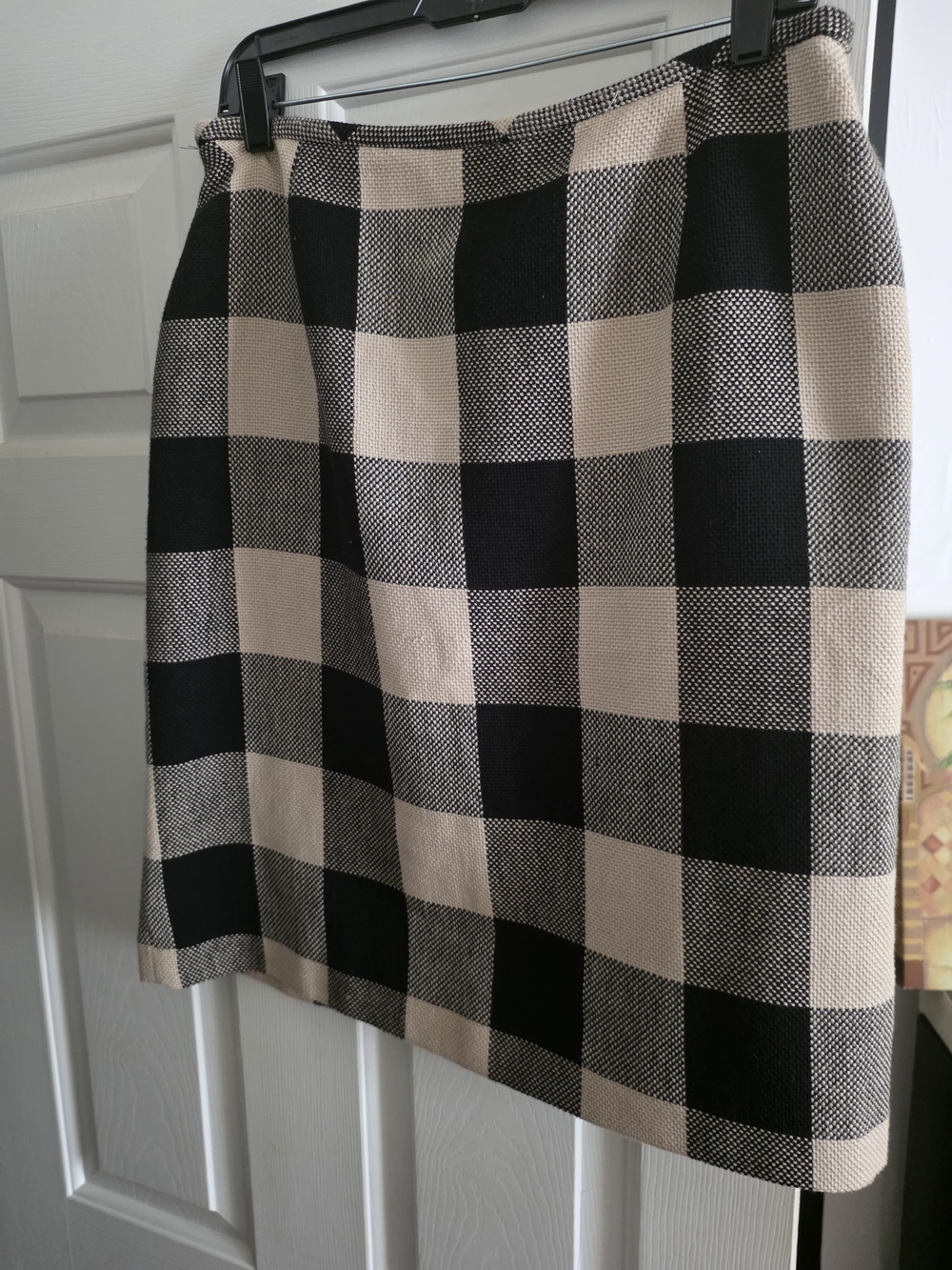 Classic Black and Cream Check A-Line Skirt